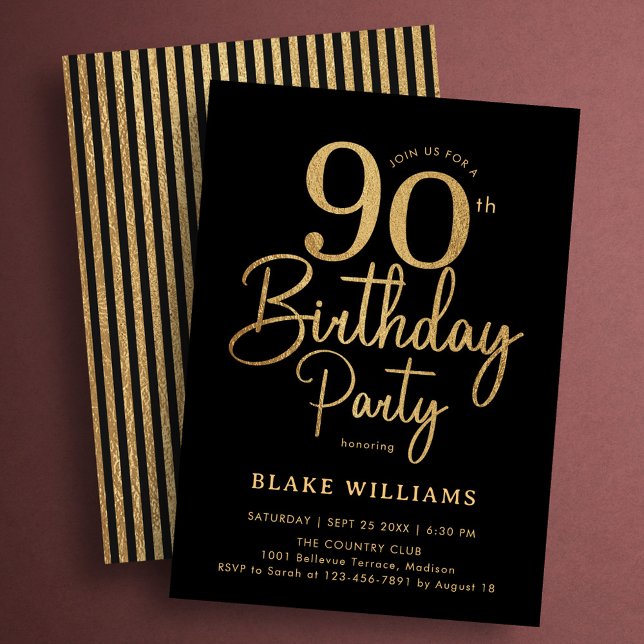 Invitation Or noir 90e anniversaire (Créateur téléchargé)