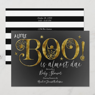 Invitation Or Noir Blanc BOO Élégante Fête de Naissance de Bé