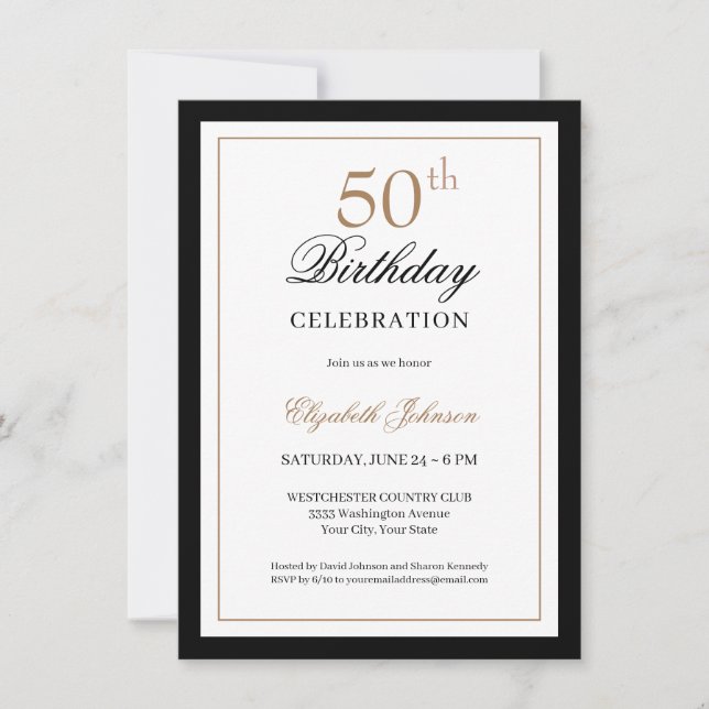 Invitation Or Noir Classique 50e Anniversaire  (Devant)