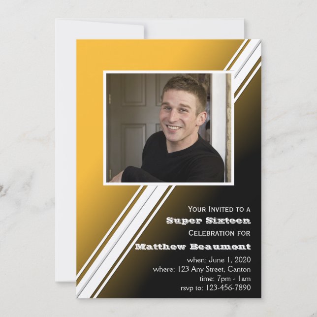 Invitation Or noir emballant l'invitation de fête (Devant)