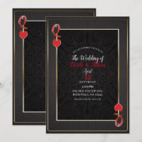 Or Noir et Reine Rouge de Coeur Élégant Mariage