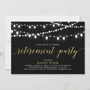 Invitation Or & Noir   Fête de retraite chic et moderne