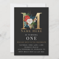 Or Noir Fleur Blanche Lettre M