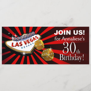 Invitation Or noir rouge de 30ème anniversaire de Las Vegas