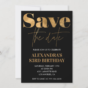 Invitation Or noir, sauvez la date 83e anniversaire