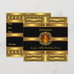 Invitation Or Noir sur Or Fête d'anniversaire 40 a
