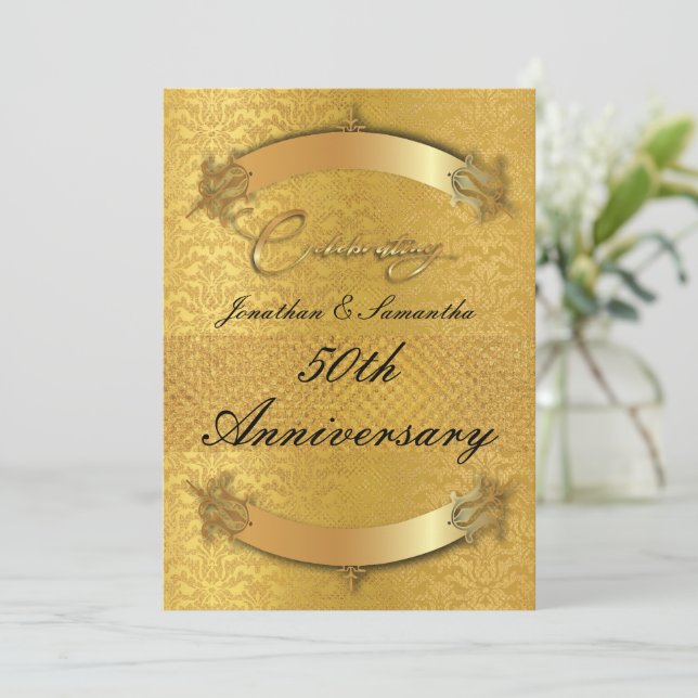 Invitation Or personnalisé 50e anniversaire de mariage  (Debout devant)