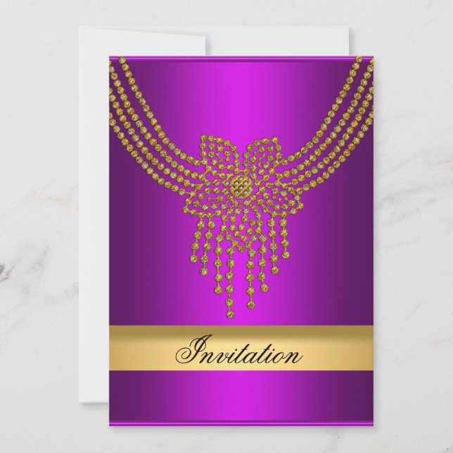 Invitation Or pour Violet Toute Fête Or Violet (Devant)