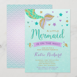 Invitation Or pourpre turquoise d'invitation de baby shower
