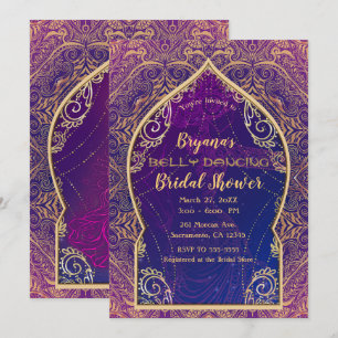 Invitation Or Purpule Mariage Marocain Danse du Ventre Shower