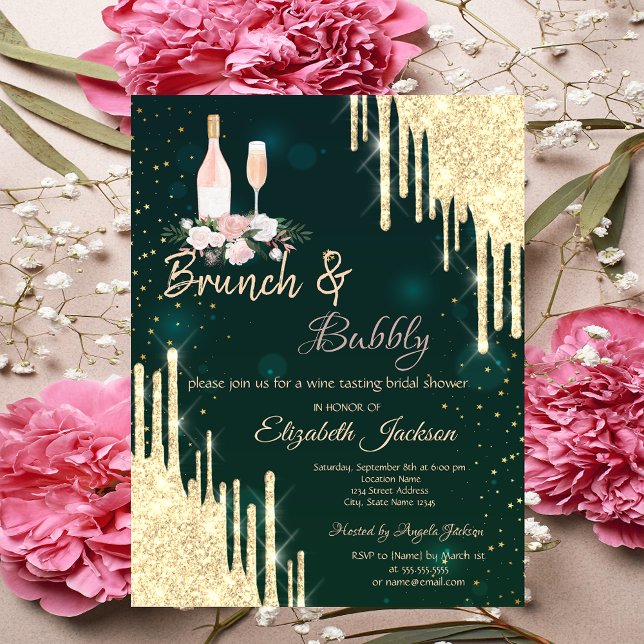 Invitation Or qui dégouline, brunch vert et douches nuptiales (Créateur téléchargé)