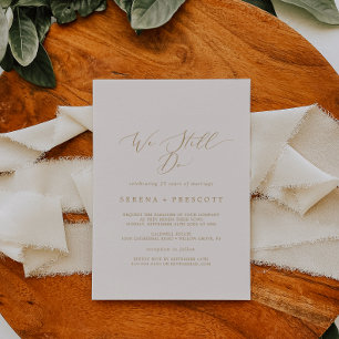 Invitation Or renouvelé délicat et crème Nous nous engageons 