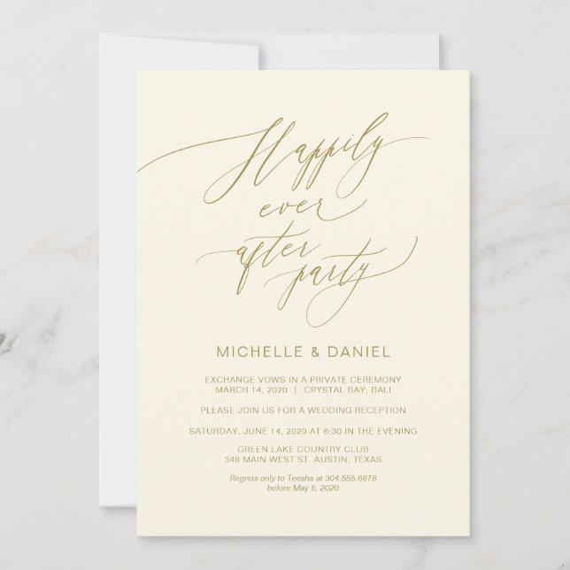 Invitation Or Romantique, Mariage en Intime (Devant)