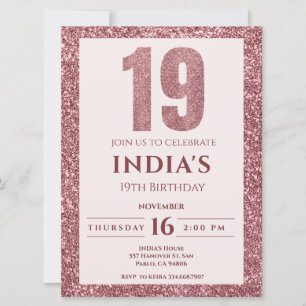 Invitation or rose 19e anniversaire