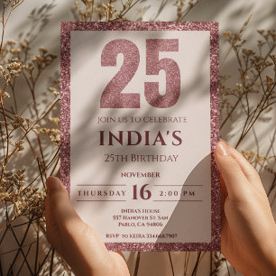 Invitation or rose 25e anniversaire