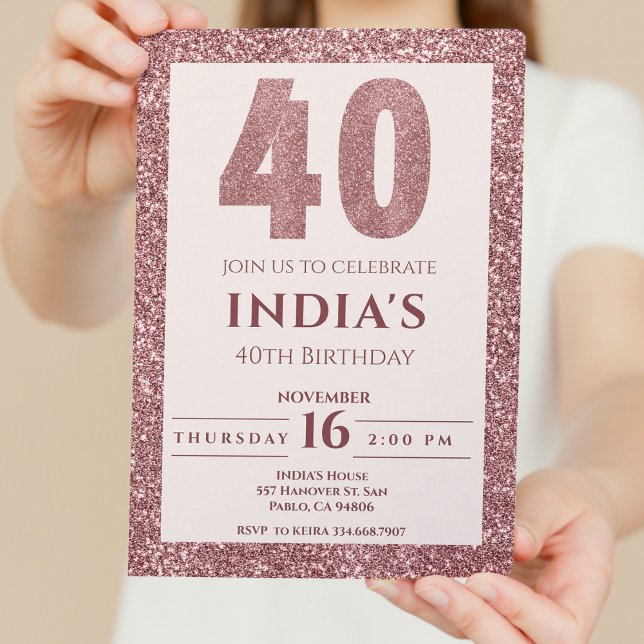 Invitation or rose 40e anniversaire (Créateur téléchargé)