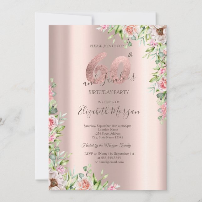 Invitation  Or Rose, 60e anniversaire de Roses  (Devant)