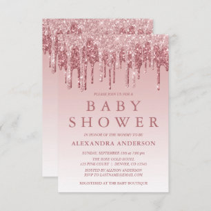 Invitation Or Rose   Baby shower de Parties scintillant à éti
