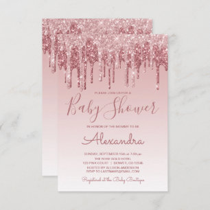 Invitation Or Rose   Baby shower de Parties scintillant à éti