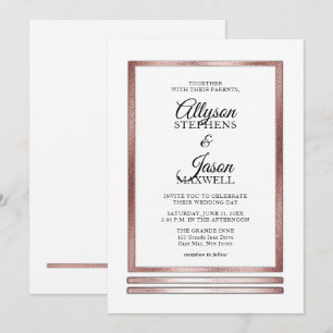 Invitation Or Rose Blanc Moderne Simple Mariage élégant
