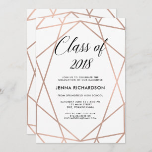 Invitation Or rose de Faux géométrique sur la fête de remise