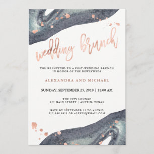 Invitation Or Rose Faux  Gray Geode Post Mariage Brunch