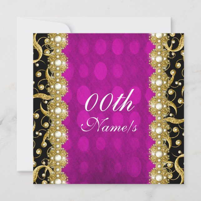Invitation Or rose mariage fiançailles anniversaire (Devant)