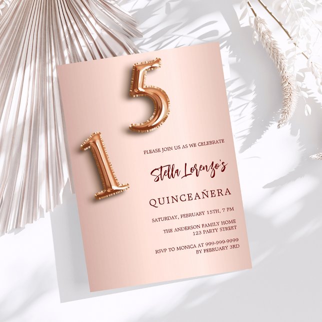 Invitation Or rose Quinceanera luxe (Créateur téléchargé)
