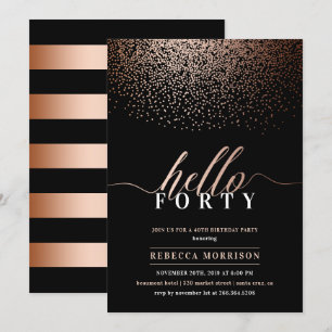 Invitation Or rose somptueux/cuivre toute fête d'anniversaire