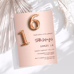 Invitation or rose Sweet 16 luxe<br><div class="desc">Une invitation moderne, élégante et glamour pour une soirée Sweet 16, 16e anniversaire de fille. Un arrière - plan rose à gradient or. Le nom est écrit avec un rose moderne de couleur or foncé à la main écriture style. Personnalisez et ajoutez les détails de votre fête. Le numéro 16...</div>