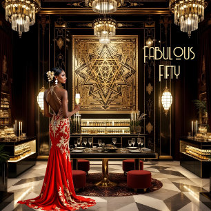 Invitation Or Rouge Fabuleux Art déco Chambre Femme Ethnique