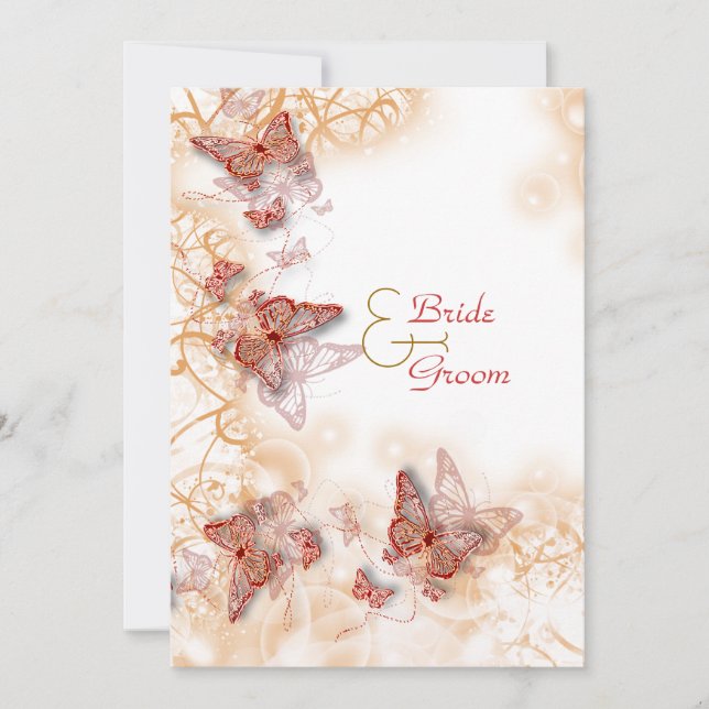 Invitation Or rouge mariage fiançailles anniversaire (Devant)