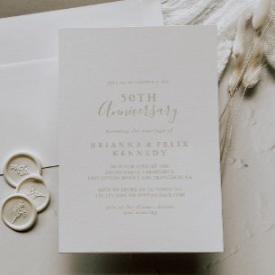 Invitation Or Simple Minimaliste 50e Anniversaire de Mariage 