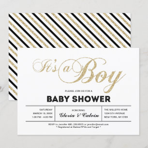Invitation Or   Typographie Moderne C'est un Garçon Baby Show