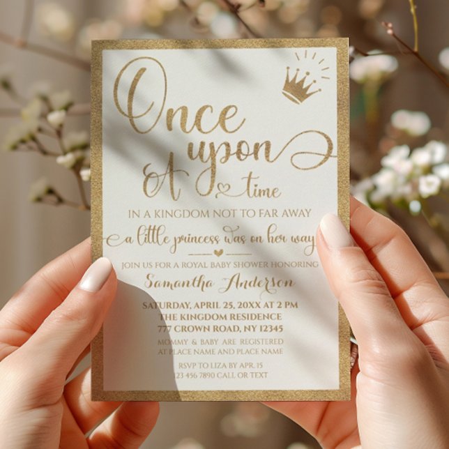 Invitation Or Une Fois Sur Un Baby shower Princesse (Créateur téléchargé)