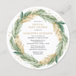 Invitation Or verdoyant Baby shower virtuel hiver