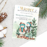 Invitation Or vert Neige Fille Neige Snowman Noël anniversair<br><div class="desc">Or vert Neige Fille Neige Snowman Noël anniversaire</div>