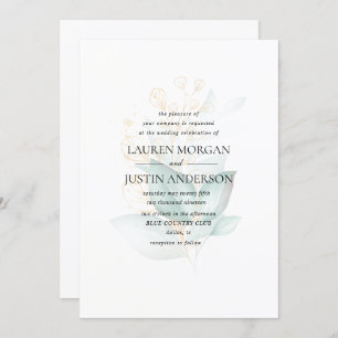 Invitation or vert poussiéreux mariage de verdure eucalyptus