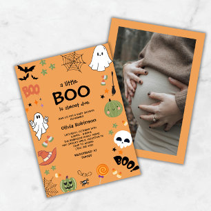 Invitation Orange A Little Boo Jote Baby shower Halloween