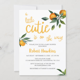 Invitation Orange À Thème Un Petit Baby shower De Cutie