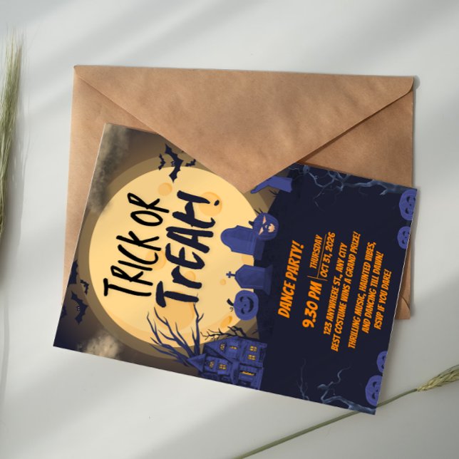Invitation Orange and Black Trick or Treat Halloween Party (Créateur téléchargé)
