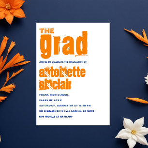 Invitation Orange and Blue Grunge Typography Party