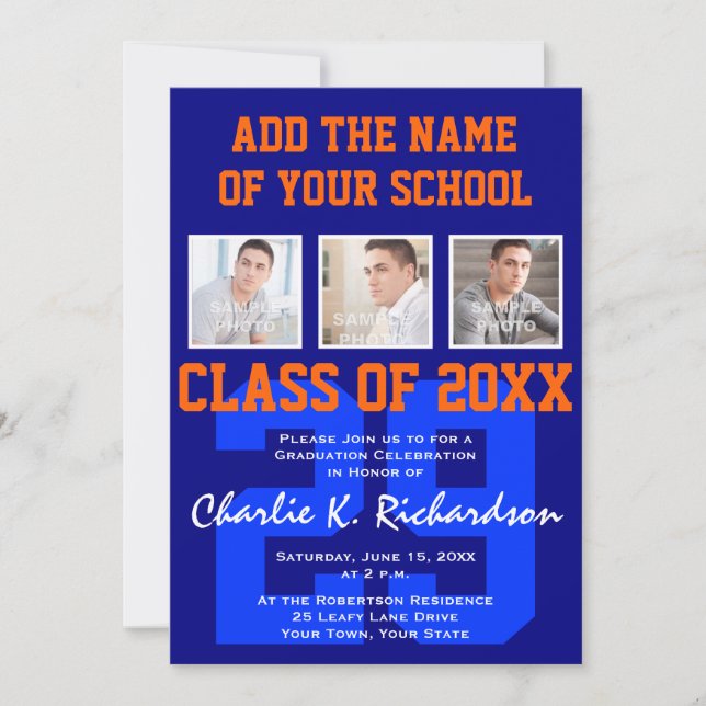 Invitation Orange and Blue Team Colours Diplôme sportif (Devant)