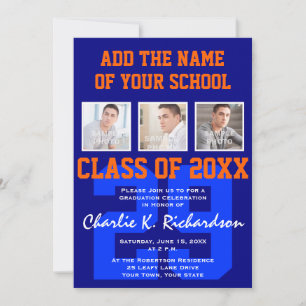 Invitation Orange and Blue Team Colours Diplôme sportif