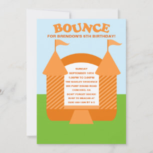 Invitation Orange Anniversaire Bounce House Anniversaire