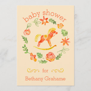 Invitation Orange Aquarelle Rocse Baby shower