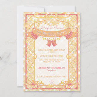 Invitation Orange Art Nouveau Princess Birthday
