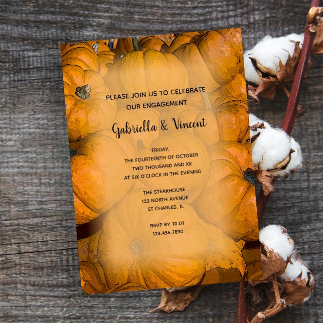Invitation Orange Automne Citrouille Engagement Party Invitat (Créateur téléchargé)