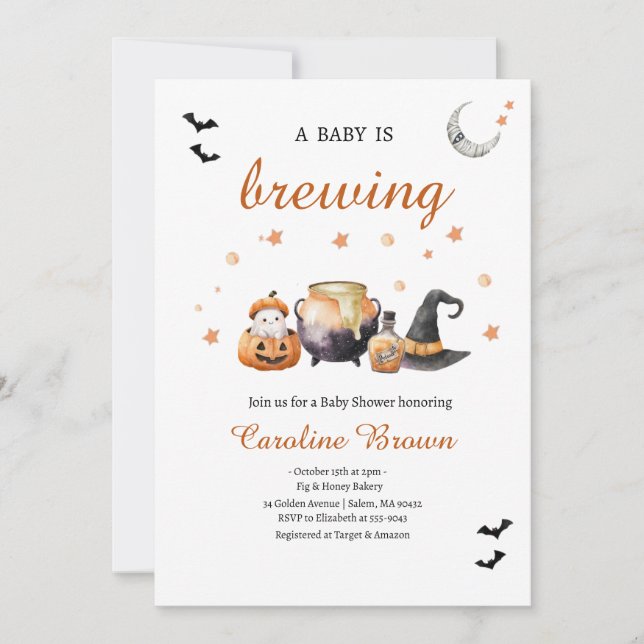 Invitation Orange Baby est en train de brasser de mignons Bab (Devant)