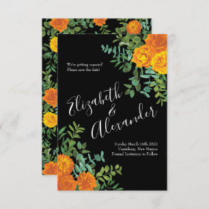 Invitation Orange Black Gothic Peony Rose Mariage Enregistrer